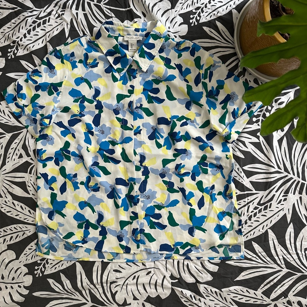 Rachel Zoe Blue and Green Floral Shirt